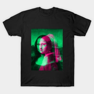 Mona Lisa with a Pearl Earring Interactive Magenta&Green Filter By Red&Blue T-Shirt